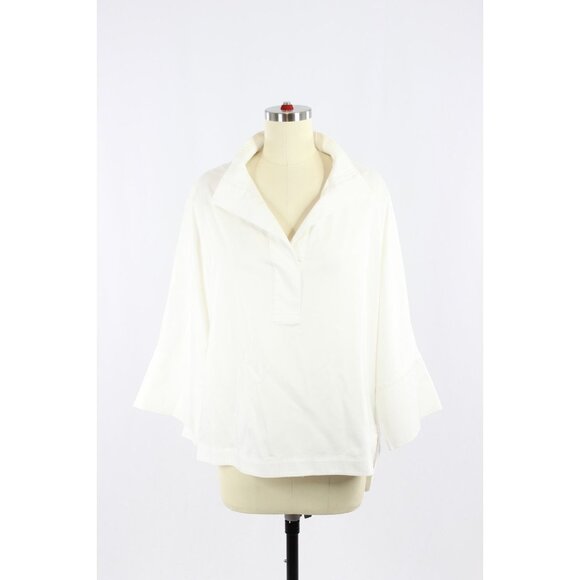 TED BAKER Avereye White Cotton Sateen Popover Batwing Blouse, Size 4/10 - Picture 2 of 14